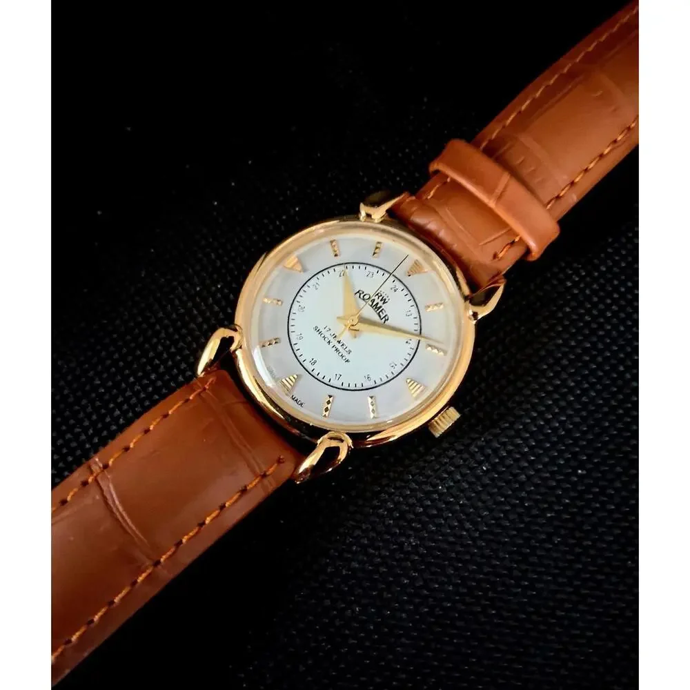 Vintage Roamer‎ Men's Leather Mechanical Watch RARE